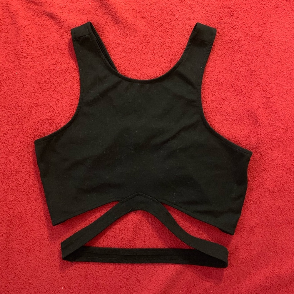 TOBI Black Crop/ Strap Tank Top